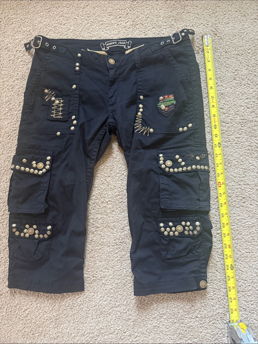 Robin's Jean Black Studded Cargo Capris - Picture 9 of 9